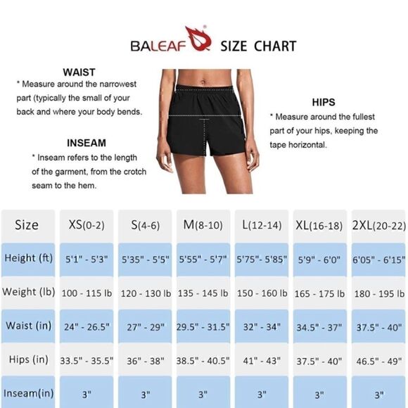 NWT Baleaf Black Lined Running Shorts Small and Medium sizes - Picture 5 of 8